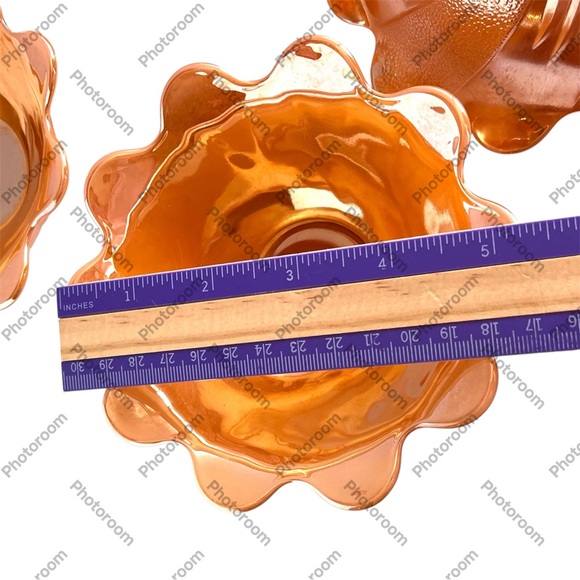 Anchor Hocking Fire King Dessert Bowls Set of 4 Vintage 60's Peach Luster Dishes - Picture 5 of 8